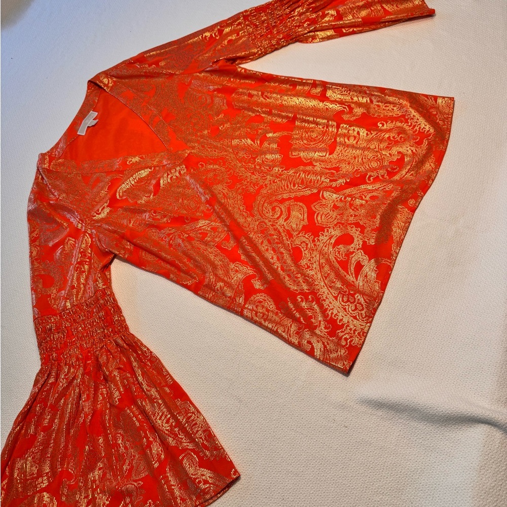 Vibrant Orange and Gold  Top